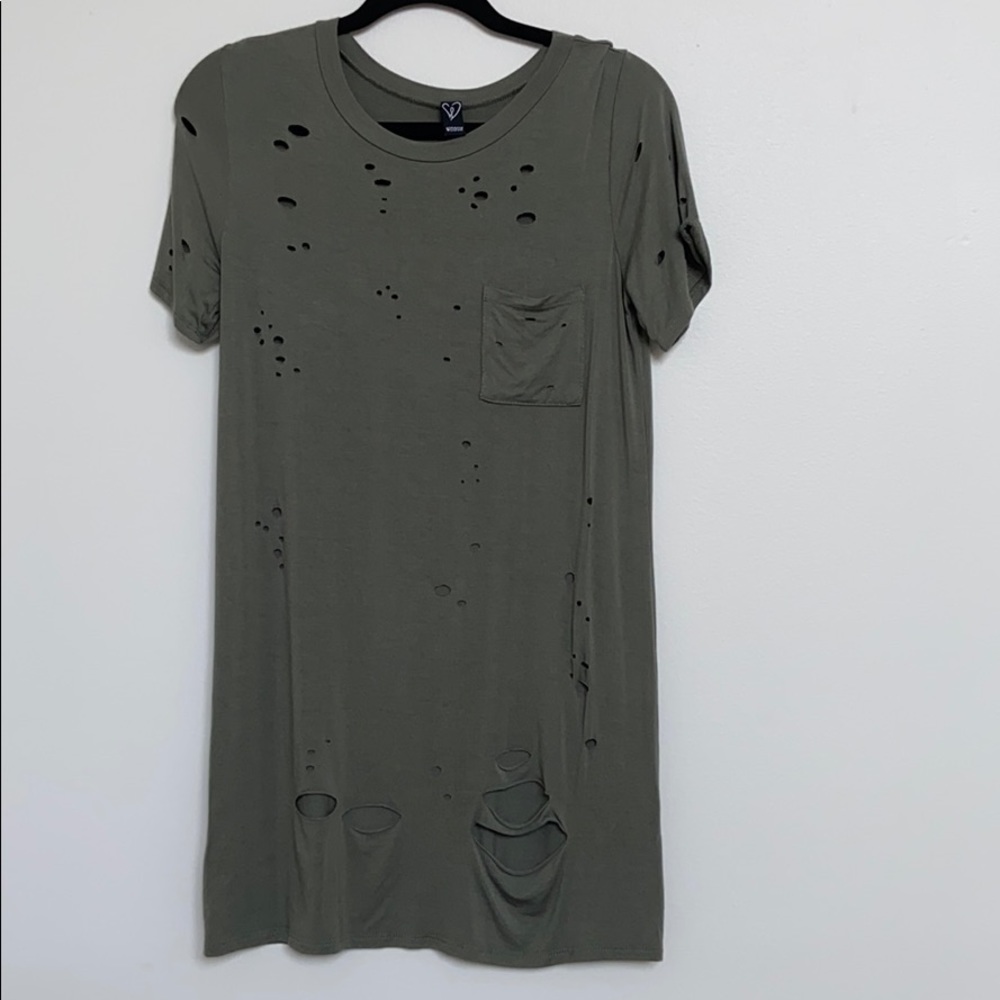 Army green t shirt dress
